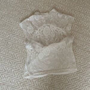 Lace Cutout Top - White